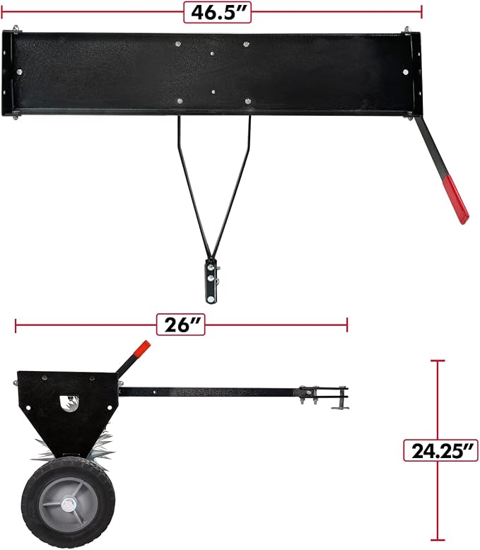 Brinly SAT2-40BH-P Tow Behind Spike Aerator with Transport Wheels, 40" - Hammered Black