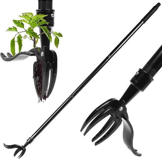 Stainless Steel Weed Puller Tool, 4 Claw Portable Weeding Tool, Gardening Hand Weeder Tools with Long Handle for Weed Pulling Digging Planting, Weed Remover for Garden Lawn Yard Patio