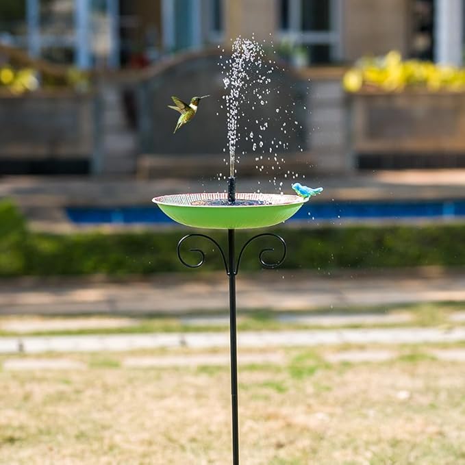 Metal Bird Bath for Outdoor,10" Standing Frees Birdfeeder with Metal Stake,Vintage Bird Baths Feeder Bowl for Outdoors Garden Patio Yard Lawn Decor (Green)