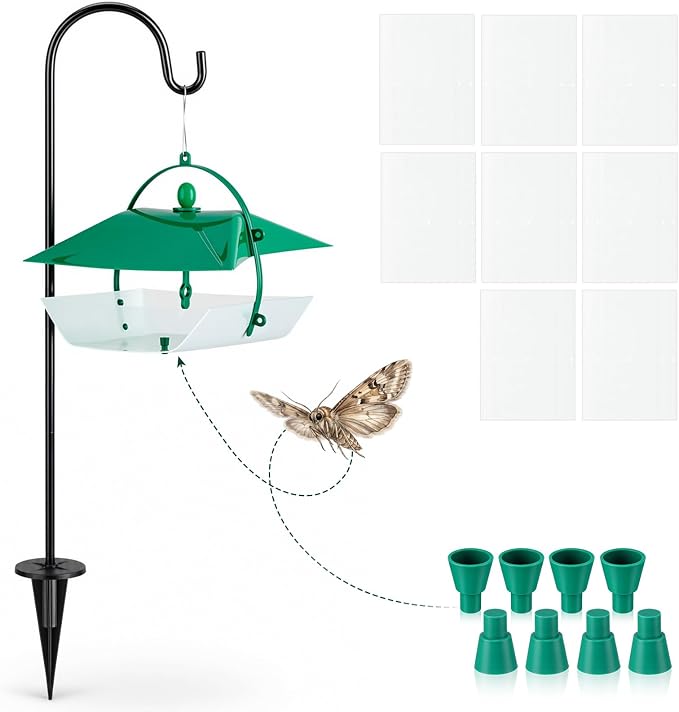 17 Pcs Reusable Leafminer Trap with Pheromone Lures, Bucket Style Insect Trap with 36.2'' Ground Stake, Outdoor Monitoring Tools for Citrus Trees Garden Orchard (2 Lures Included)