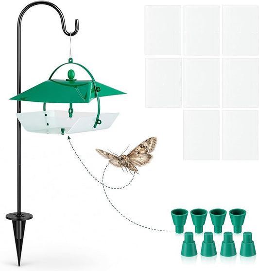 17 Pcs Reusable Leafminer Trap with Pheromone Lures, Bucket Style Insect Trap with 36.2'' Ground Stake, Outdoor Monitoring Tools for Citrus Trees Garden Orchard (2 Lures Included)