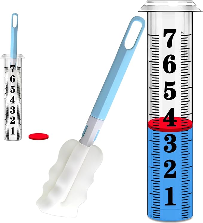 Rain Gauge Replacement Tube, Accurate Rain Gauges Outdoors Best Rated, 7" Capacity Plastic Rain Gauge Tube Replacement for Yard & Garden, Water Gauge for Rain, 1 Rainfall Meter Tube with 1 Clean Brush