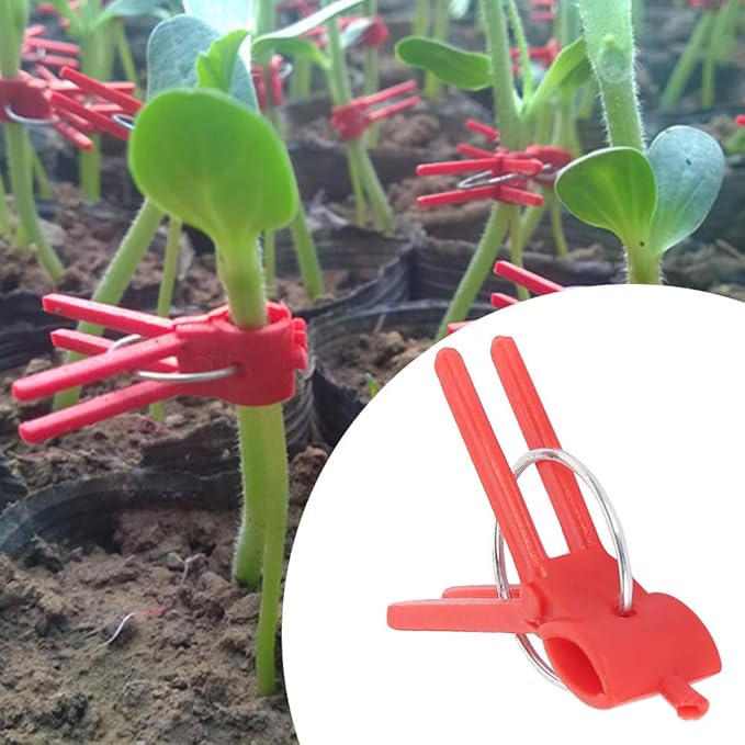 Suxgumoe Plants Graft Clips, 100PCS Plastic Round Mouth Grafting Clips Gardening Tool for Cucumber Eggplant Tomato Watermelon