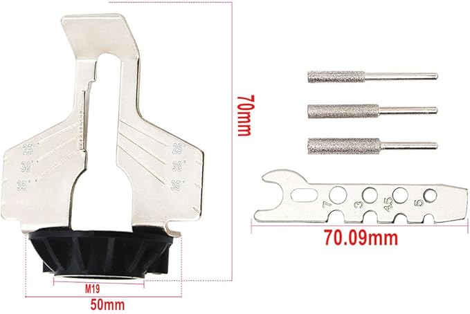 Chainsaw Sharpening Attachment Kit Rotary Tool, Chain Saw Blade Teeth Sharpener Set, Sharpening Attachment with Drill Head and Rulers for Gardening Lawn Mower Chainsaw
