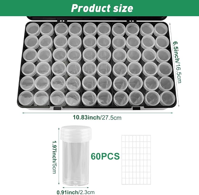 Seed Storage Box with 60 Bottles and Label Stickers, Opaque Light Proof Seed Organizer, Garden Pip Saver kit Seed Container Storage for Flower Plants Vegetable Seed Saving