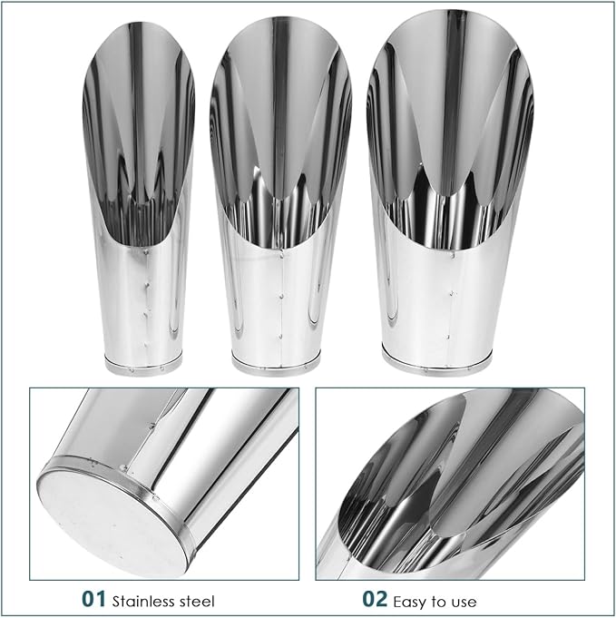 Abaodam 3pcs Stainless Steel Soil Scoop Set Gardening Hand Tools for Planting Succulents and Bonsai with Bucket-Shaped Shovels in Small, Medium, Large Sizes