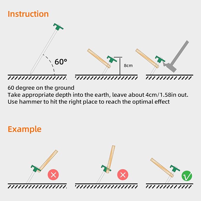 Tent Stakes Heavy Duty Camping Stakes,AVOFOREST 9.8inch Non-Rust Metal Tent Pegs Ground Stakes Tent Spikes Camping,Garden,Hiking Green(Green 12+2pcs, 10 in)