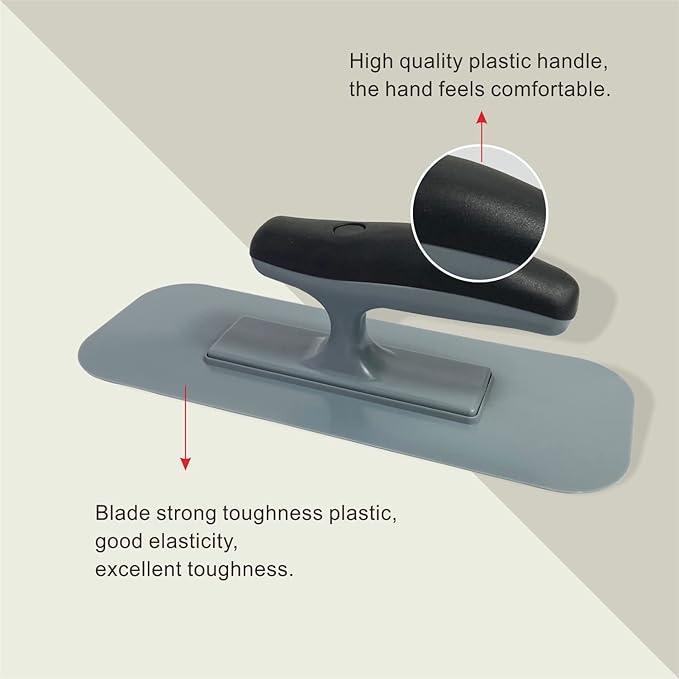 Hanroy Plastic Trowel with Black Comfortable Grip Handle, Includes 3.5" x 9.5'' Finishing Trowels, Lightweight Mounting, Round End, Suitable for Scrape,Plastering and Paint Walls(D1147)