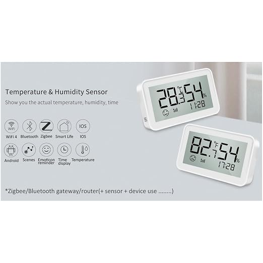 Wengart Zigbee Temperature Humidity Sensor with LCD Display, Indoor Thermometer Hygrometer for Home Assistant, Alexa (Hub Required), Remote Monitoring for Guitar Case, Humidor & Greenhouse, SZT04E_Z