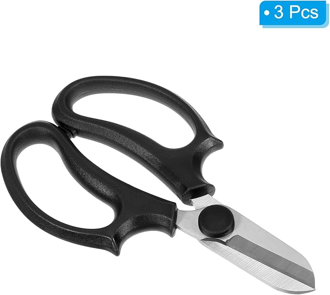 PATIKIL Floral Scissor, 3 Pcs Garden Scissors Floral Shears Gardening Pruning Shears Scissors with Comfort Grip Handle for Plants Trimming, Black