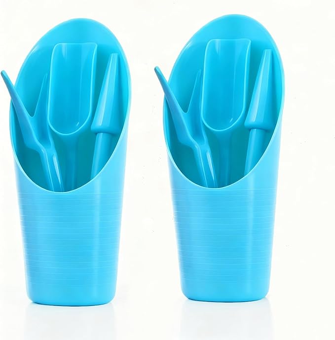 8Pcs Set Mini Garden Shovel Hand Tools Transplanting Potting Tool Set Indoor Soil Spoon Scoop Plastic Kits (Blue-8pcs Set)