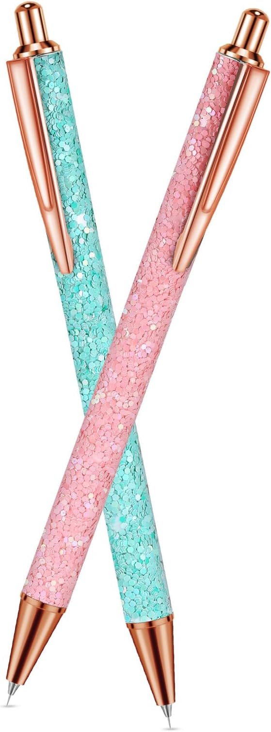 Epakh 2 Pieces Weeding Pen Vinyl Pen Pin Weeding Tool Fine Point Glitter Metal Vinyl Air Release or Car Puncturing Installation Retractable Craft Tool for DIY(Pink, Lake Blue)