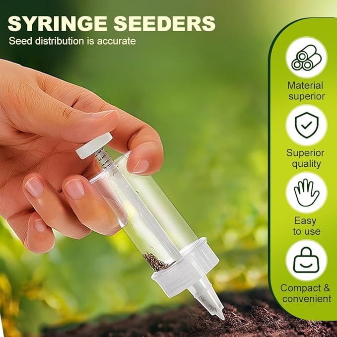 JUDUNA 2025 New Mini Seed Spreader, Mini Sowing Seed Dispenser Seed Planter Tool, Hand-held Manual Seedlings Dibber and Widger Set, Small Seed Planter Tool for Garden (C)