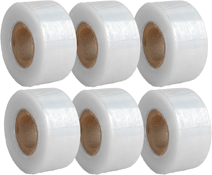 Essilnn Grafting Tape Plant Repair Budding Tape Garden Nursery Moisture Barrier Stretchable Film for Fruit, Floral and Tree, 1-1/5", 395ft, 6 Pack