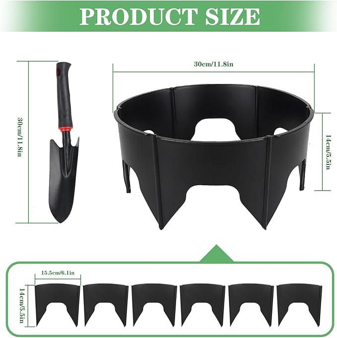 48PCS Planting Grow Rings with Shovel, Diameter Range 8.3-15.7in Adjustable Round Plant Support Garden Circle Ring for Watering Planting Edging Border Ring for Vegetables