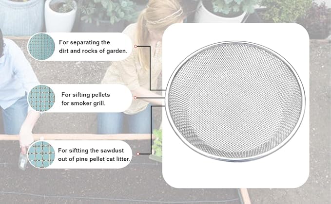 3/8 Inch Soil Sifter for Gardening, Rock Sifter for 5Gallon Bucket,Compost Sifter Dirt Sifter,Captures Dirt Rocks Sawdust