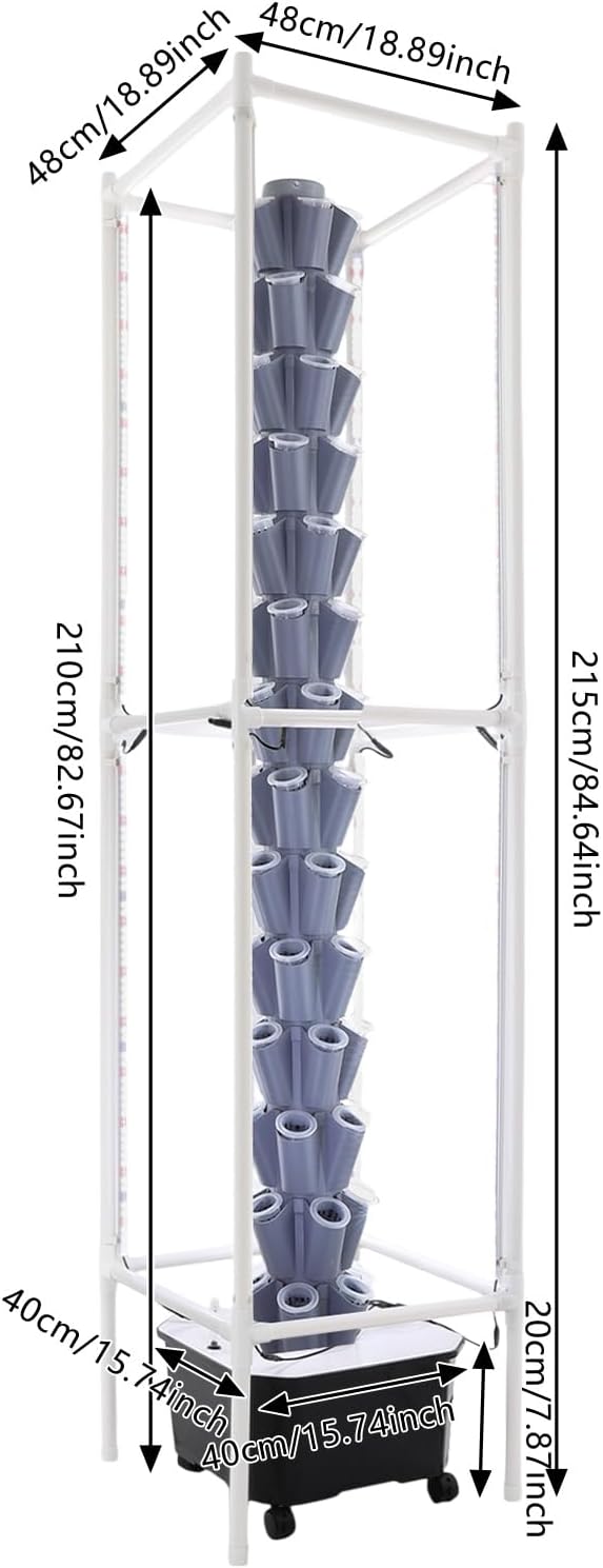 Hydroponics Growing System with LED Grow Lights, 70 Pods 14 Tiers Hydroponic Tower, Vertical Garden Planter with Water Pump & Timer, Hydroponic Germination Kit for Gardening Lover