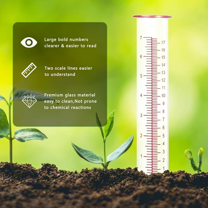 7'' Capacity Rain Gauge Replacement Tube Glass, 2 Pcs Replacement Rain Gauge Tube for Garden Yard Outdoor(Red)