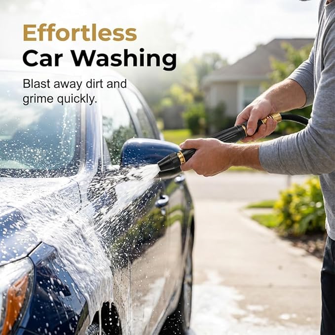 High Pressure Power Washer Nozzle with Connector Set,Direct spray gun,Power Jet Water with Three Spray Modes, Multi Function Watering Sprayer for Cleaning Yard Pets Car
