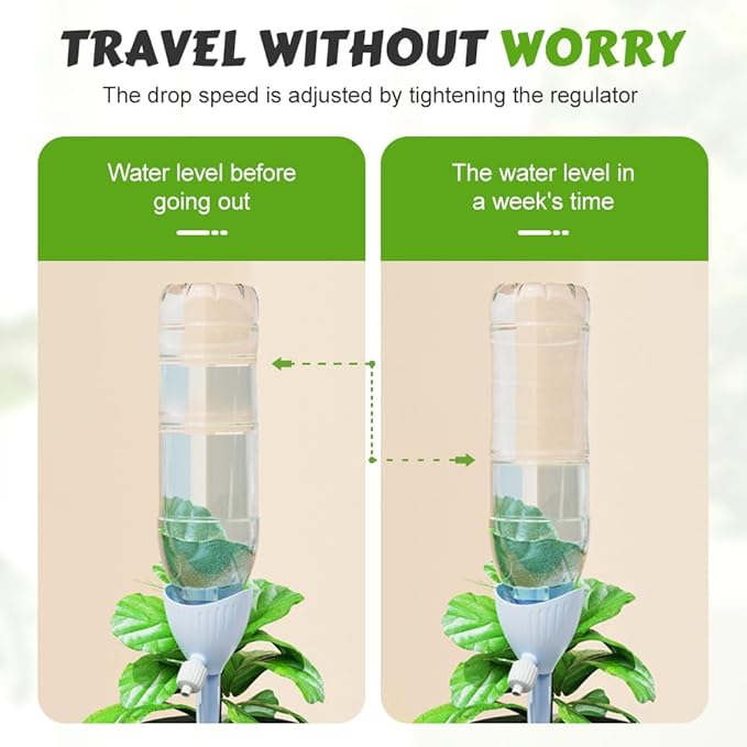 Self Watering Spikes, 4/8 Pack Automatic Plant Waterer with Adjustable Valve, Drip Irrigation Stakes for Indoor & Outdoor Plants, Self Watering Insert Devices for Garden, Vacation (4, White)