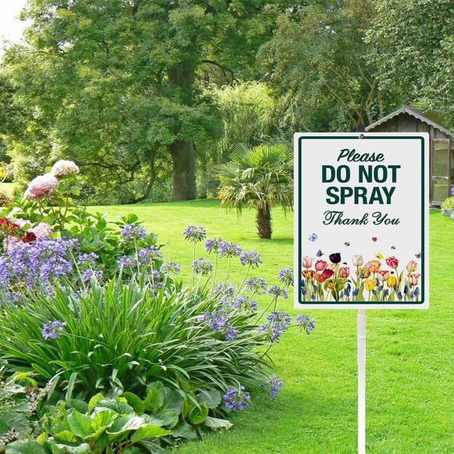 Please Do Not Spray Thank You Yard Sign With Stake No Spray Zone Reflective Aluminum Lawn Signs Signs Rust Free Pollinator Wildflowers Garden Signs (8x12) IN