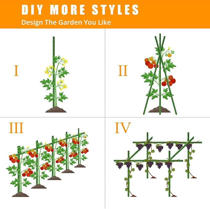 LAVEVE Garden Stakes 48 Inches Heavy Duty Steel Tomato Stake, Plastic Coated Support for Securing Trees, Climbing Plants, Cucumber, Beans, Pack of 40