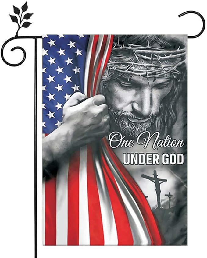 One Nation Under God Garden Flag - Christian - Jesus - USA Double Side Garden Flags House Yard Decor 12x18in