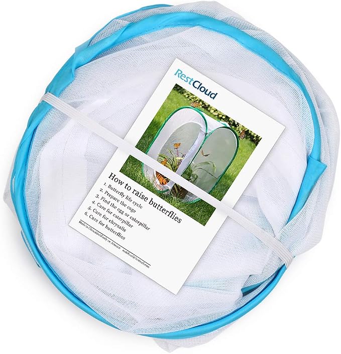 RESTCLOUD 36" Large Monarch Butterfly Habitat, Giant Collapsible Insect Mesh Cage Terrarium Pop-up 24 x 24 x 36 Inches