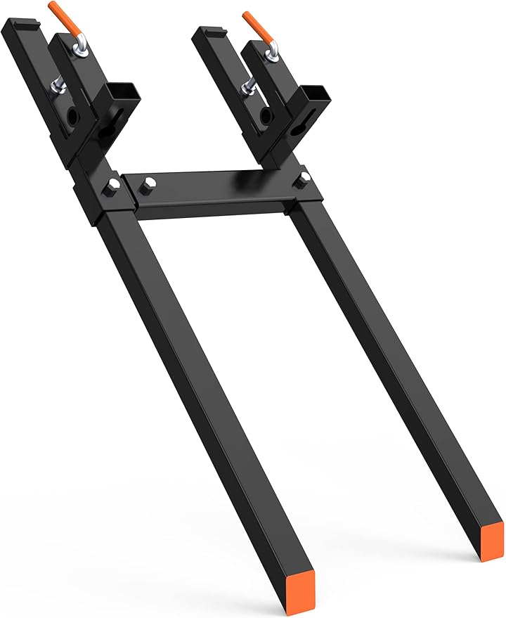Garvee 60 Inch Clamp on Pallet Forks 2000LBS Capacity Heavy Duty Quick Attach Bucket Fork with Adjustable Stabilizer Bar for Tractor Loader Skid Steer,Black