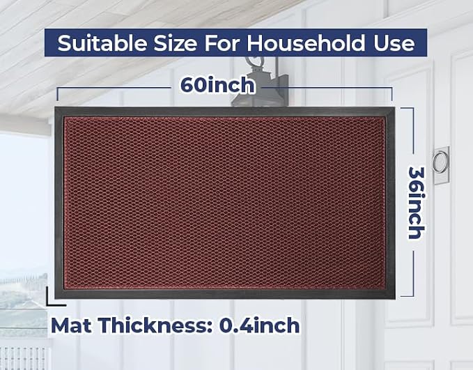 Muddy Mat® Meshy Mat™ Door Mat Heavy-Duty Quick-Dry Floor Mat, Sand & Dirt Trapper for Indoor & Outdoor, Ideal for Entrance, Mudrooms,Patios & Garages,Low-Profile,Non-Slip,Washable– Red 32"x60"x0.4"