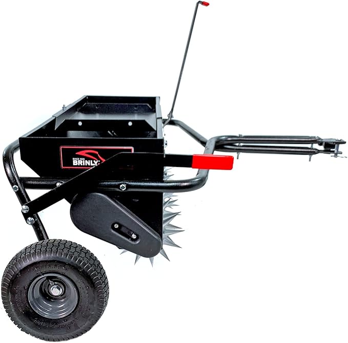 Brinly Tow Behind Combination Aerator Spreader with Weight Tray, 40-Inch, Flat Black