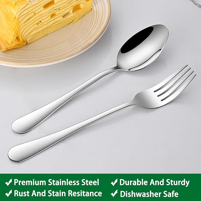 Dinner Forks Set, 8 Inches Stainless Steel Silverware Fork, Dishwasher Safe Food Grade Metal Forks, Mirror Polishing Main Fork Set of 8 For Home,Restaurant Or Hotel