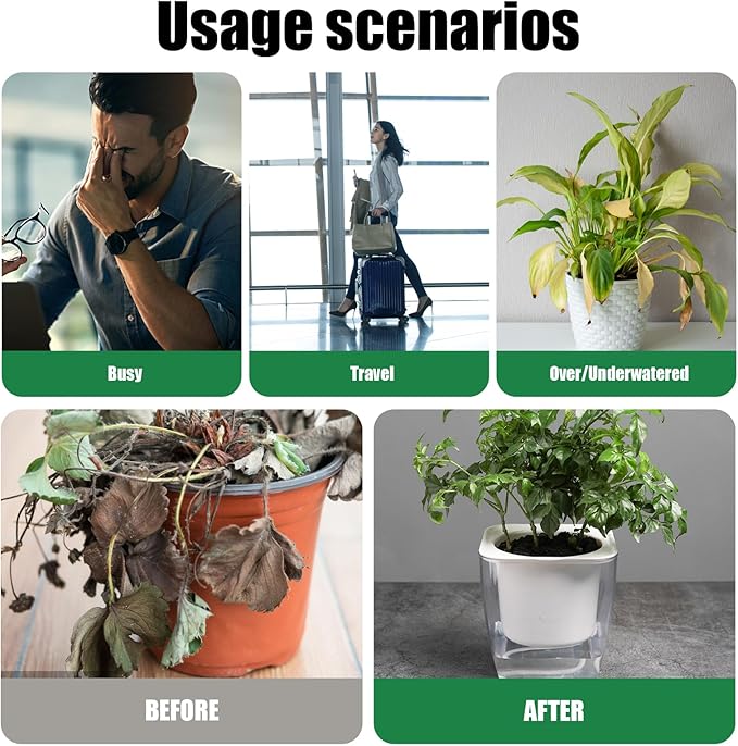 Self Watering Spikes, 12 Pack Plant Watering Spikes with 33ft Wicking Rope for Busy Lifestyle Plant Care, Automatic Plant Watering Spikes for Indoor Plants, Potted Plants, Garden Pots