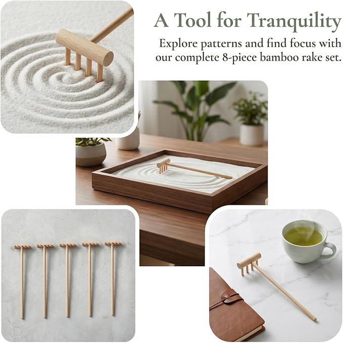 Garneck 64Pcs Mini Zen Garden Rakes Set Sand Rakes for Meditation Mini Zen Garden Accessory Smoothing Sand Table Desktop Decor and Feng Shui for Home Office