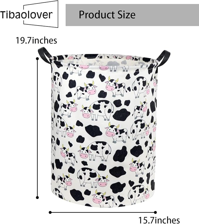 Cow print Laundry Basket Baby Laundry Basket Nursery Hamper Kids Baby Laundry hamper for Boys and Girls Cute Toy Storage Bin Cow Room Decor(Cow)