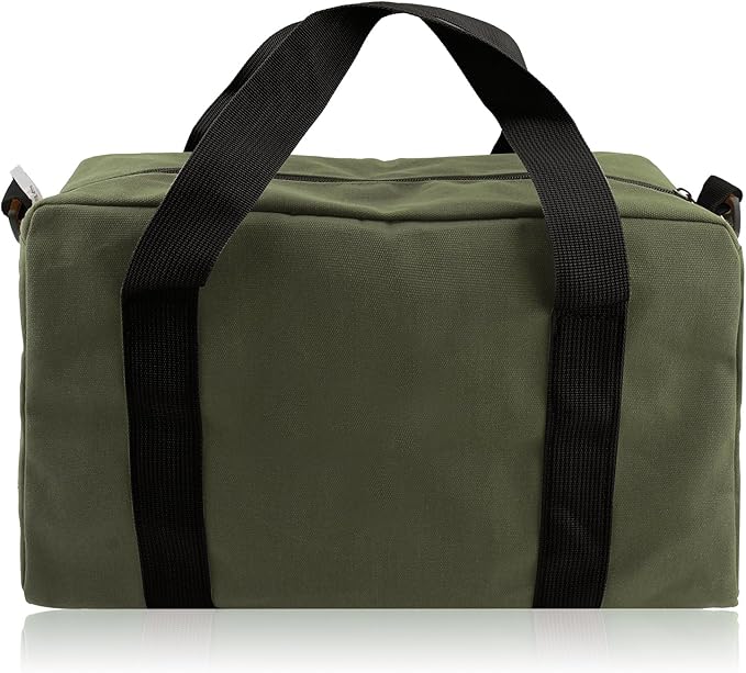 Small Tool Bag,Close Top Wide Mouth Tool Organizer Bag,Large Capacity Tool Bags for Men,Canvas Tool Storage Bag for Storage Handbag for Screwdrivers,Wrench,Pliers Hand Tools (Army Green, 12 Inch)