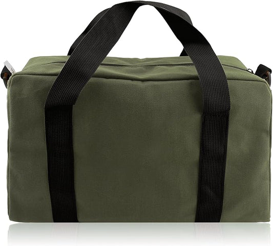 Small Tool Bag,Close Top Wide Mouth Tool Organizer Bag,Large Capacity Tool Bags for Men,Canvas Tool Storage Bag for Storage Handbag for Screwdrivers,Wrench,Pliers Hand Tools (Army Green, 12 Inch)