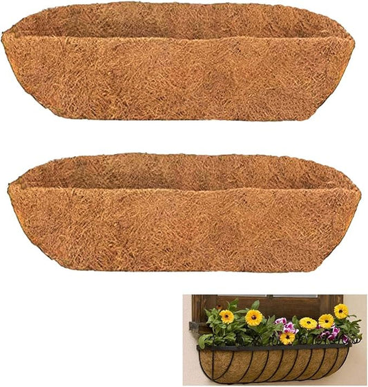 2 pcs Trough Coco Liner 48 inch Replaceable Coconut Fiber Liner for Window Box, Fence Flower Baskets, Wall Planter