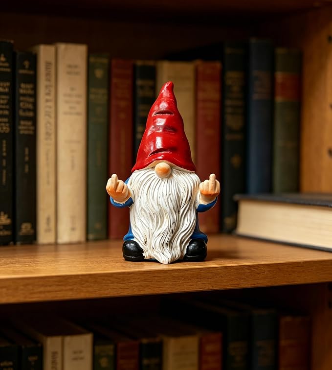 QINJIEJIE Garden Gnomes Outdoor Funny Gnome 3.5in Naughty Gnomes for Fairy Garden Yard Decoration Lawn Ornament Gnome Statue for Home Decor