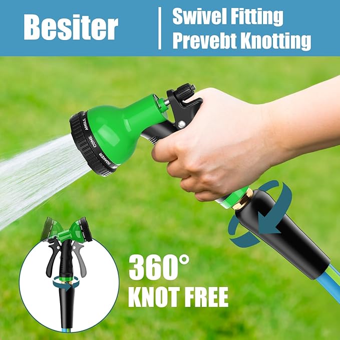Besiter Short Garden Hose 5/8” 5FT: Burst-Resistant Water Hose with Sturdy Brass Fittings - Lead-Free Hose for Car Washing Pet Bathing - Lightweight for Outside Campers RV, Car Wash, Watering, Green