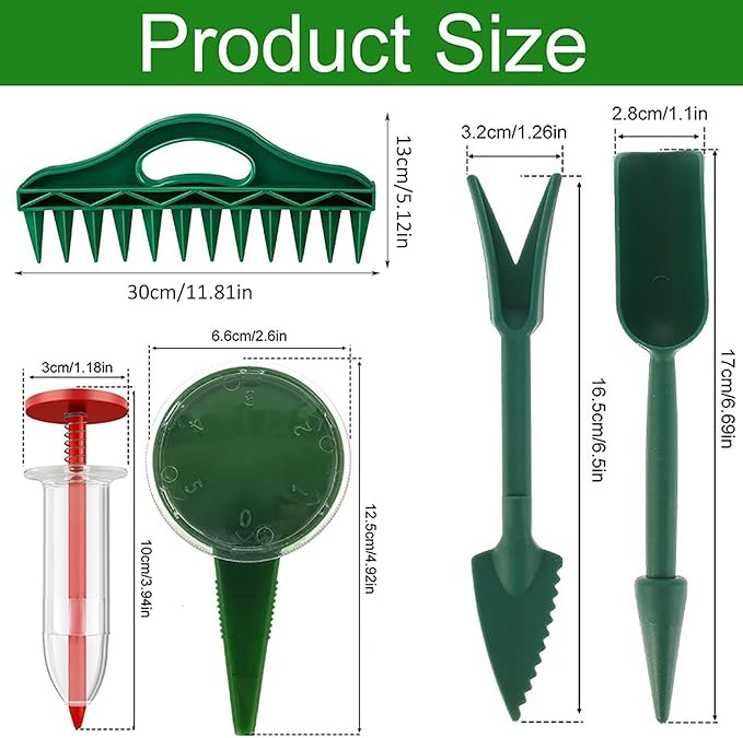 Ochine Seed Spreader, Sowing Seeds Dispenser Set, Mini Seed Dispenser for Small Seeds, Small Seed Planter Tool, Handheld Seed Planter Tool Seed Dibber Multifunctional Seed Spacer Gardening Tools
