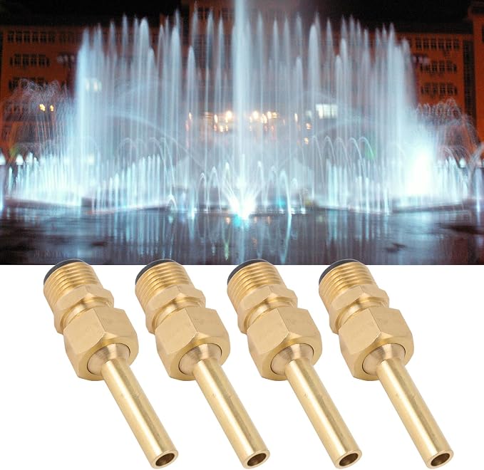4 PCS Large Hexagonal Fountain Nozzles, Copper Direct Jet Waterscape Nozzle with Male Thread Adapter for Garden Pond Amusement Parks Museum (G1/2)