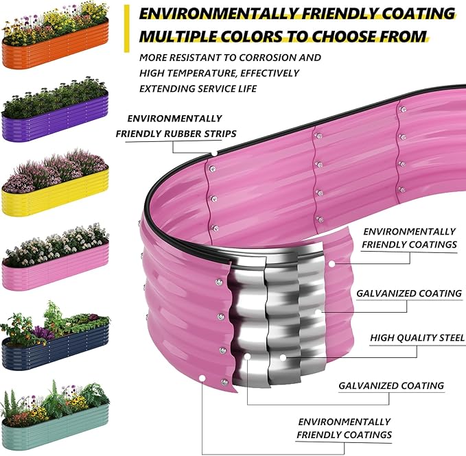 ZFHgarden Galvanized Metal Planter Raised Garden Bed Kit for Gardening Outdoor，8x2x1ft Planter Grow Garden Box Raised Flower Bed，Long Vegetable Clearance Herb Raised Garden Beds for Gardening