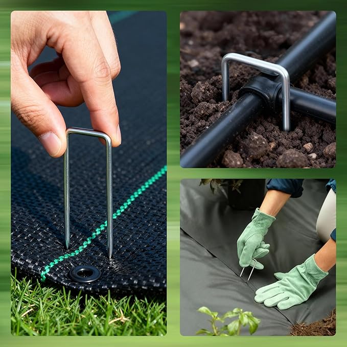 PSISO 40 Pack 6 Inch Galvanized U-Shaped Garden Stakes Landscape Staples, 12 Gauge Heavy Duty Tent Stakes Ground Yard Lawn Pins for Landscaping, Weed Barrier Fabric, Fencing, Outdoor Decor
