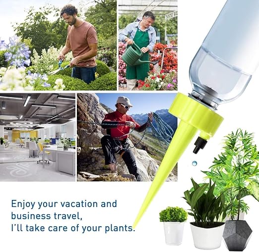 Self Watering Spikes,Plant Waterer,New Upgraded Plant Watering Devices, Automatic Vacation Drip Irrigation Watering Bulbs Globes Stakes System with Slow Release Control Valve Switch (6Pcs)