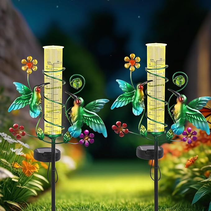 Hummingbird Rain Gauge Outdoor for Measuring Precipitation, Accurate Rain Gauges Outdoors Best Rated Unbreakable for Yard Garden Decoration