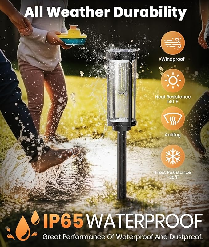 ALFIOT Solar Pathway Lights Outdoor Solar Lights Outdoor, IP65 Waterproof Auto On/Off Solar Garden Lights Solar Powered Landscape Lighting for Yard Walkway Driveway Pathway (Cool White, 2pack)