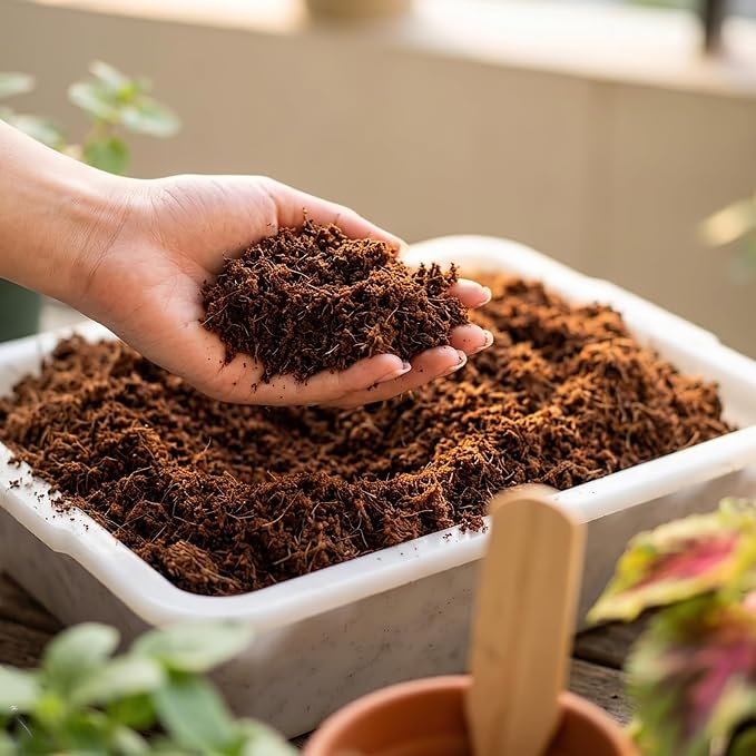 Coco Coir Brick - Low EC & pH Balanced, Compressed Organic Coconut Fiber Potting Mix for Indoor Outdoor Plants, Seed Starting, Hydroponics & Reptile Bedding(8.4lb)