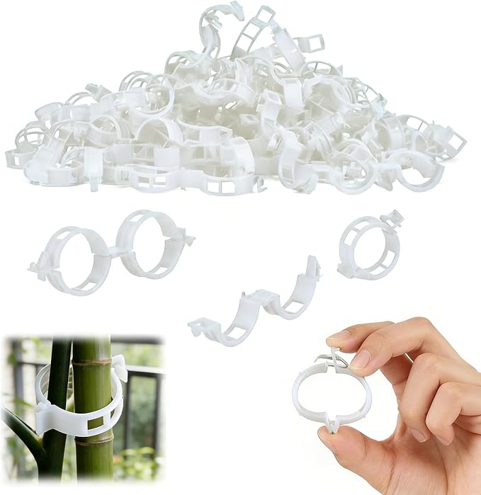 Plant Support Clips, 2026 New Garden Secured Plastic Plant Clips for Climbing Plants, Plastic Trellis Clips Tomato Grape Vine Vegetables Plant Fixing (200, White)