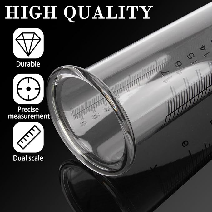 2 Pack Glass Rain Gauge, 8.25 x 2.25 Inches, 7 Inch Capacity, Clear Tube with Measurement Markings
